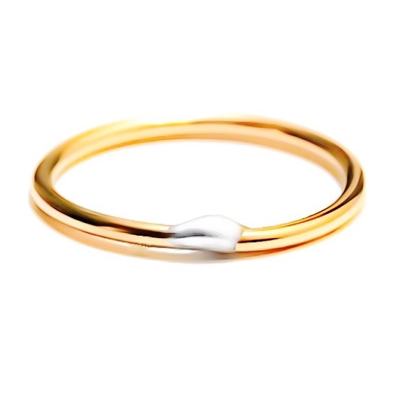 (2-13) 14K Yellow Gold Filled Ring with 925 Sterling Silver Dot Skinny 1mm Band - Picture 3 of 7